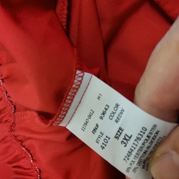 𝅺CHEROKEE workwear NWT red size 3XL - Picture 5 of 5